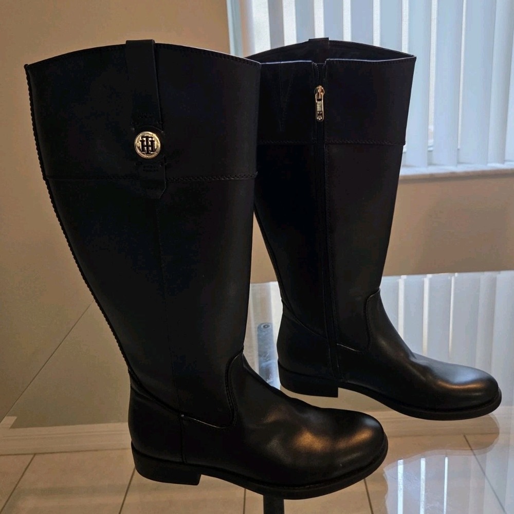 Tommy Hilfiger Shano-WC Tall Riding Boots Black Women's Size 8
